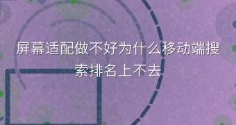 屏幕适配做不好为什么移动端搜索排名上不去
