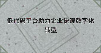 低代码平台助力企业快速数字化转型